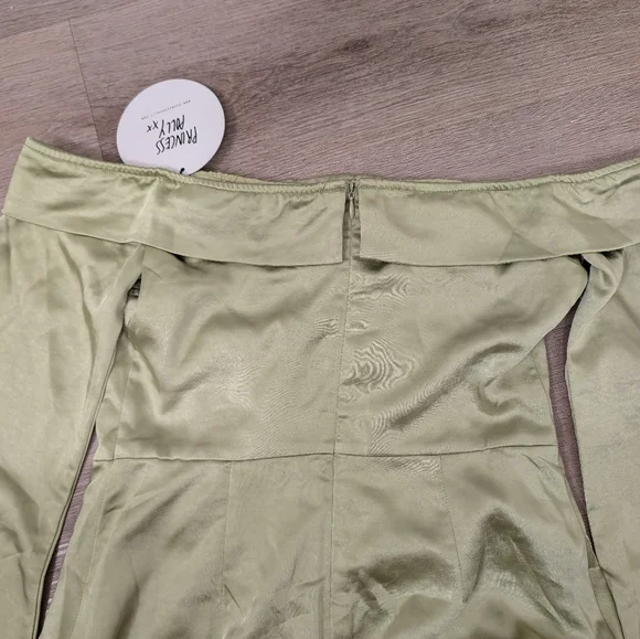 NWT Princess Polly Mayla Corset Mini Dress Green Off Shoulder Long Sleeve Size 6 - Picture 7 of 7